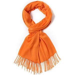 Hot Large Soft Cashmere Silky Solid Shawl Wrap Scarf for Women - Orange